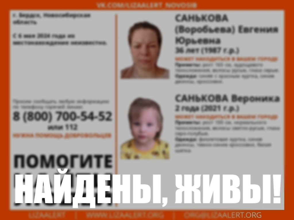 В Бердске завершились поиски пропавшей женщины с двухлетней девочкой